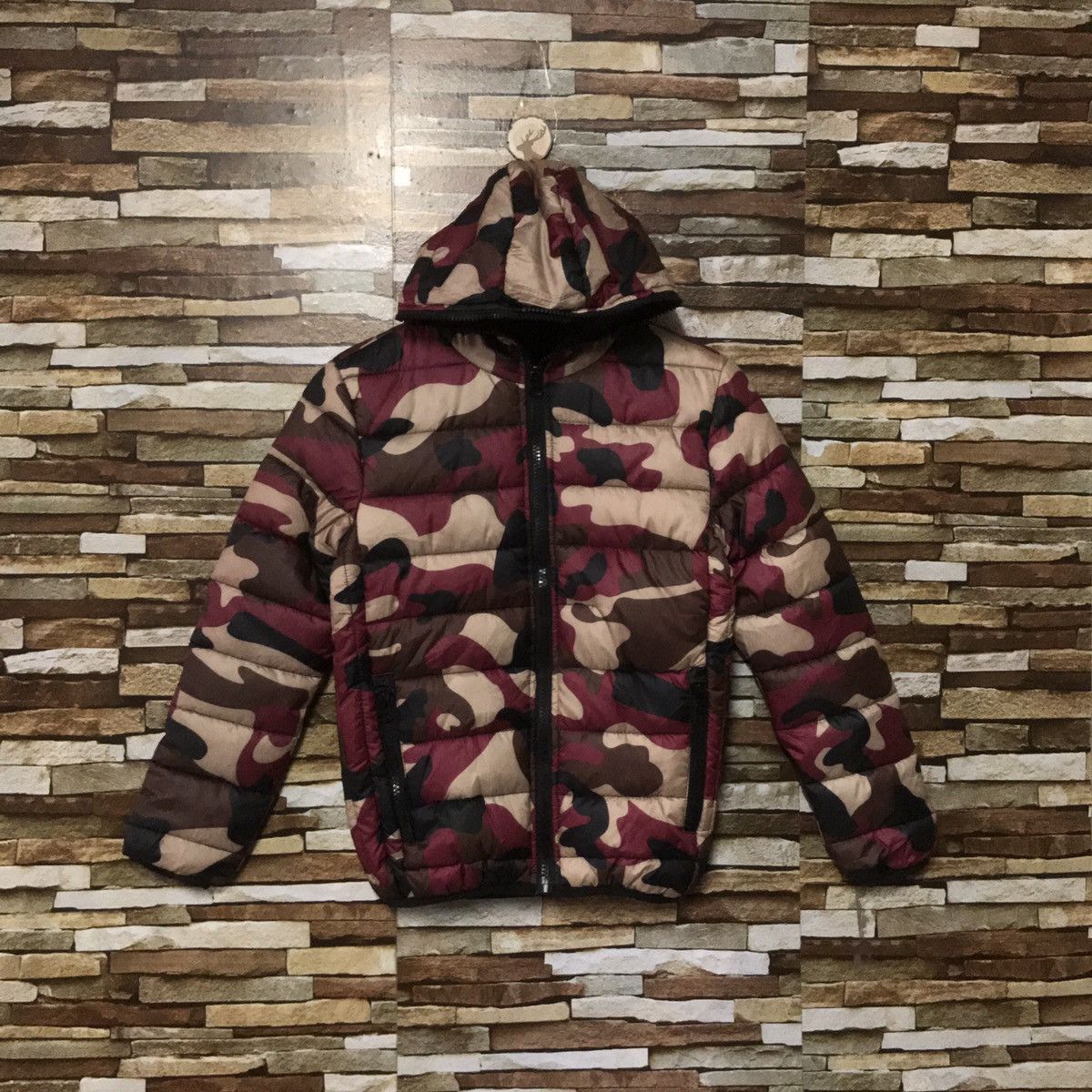 Camouflage Goose Down Paded Fur Jacket