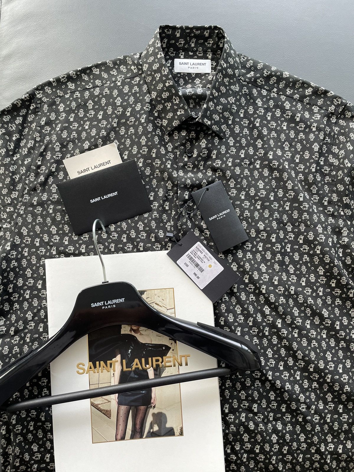 Hedi Slimane × Saint Laurent Paris × Yves Saint Laurent Super Runway Saint Laurent Silk Shirt Brand New Size US XL / EU 56 / 4 - 13 Thumbnail