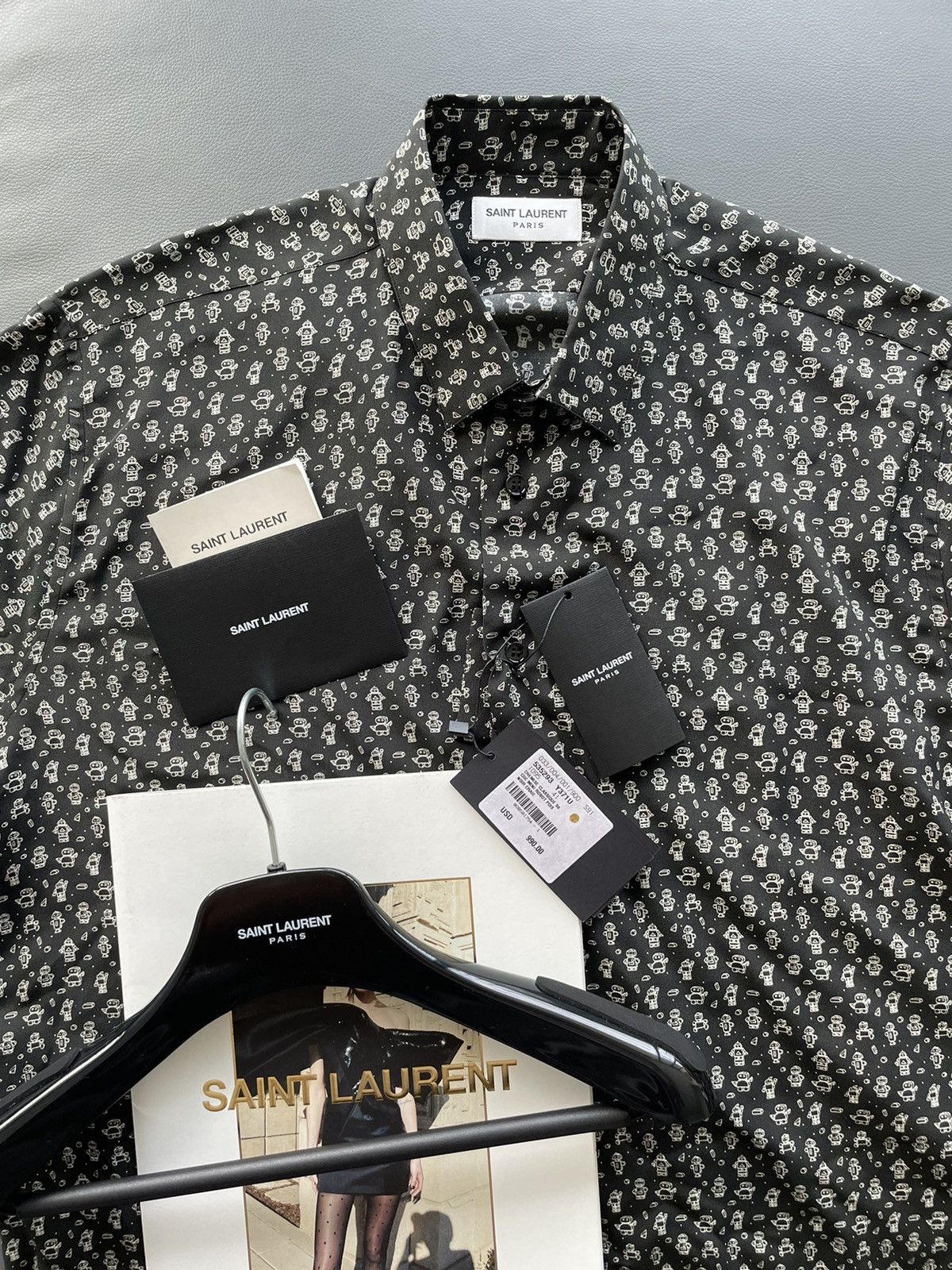 Hedi Slimane × Saint Laurent Paris × Yves Saint Laurent Super Runway Saint Laurent Silk Shirt Brand New Size US XL / EU 56 / 4 - 14 Thumbnail