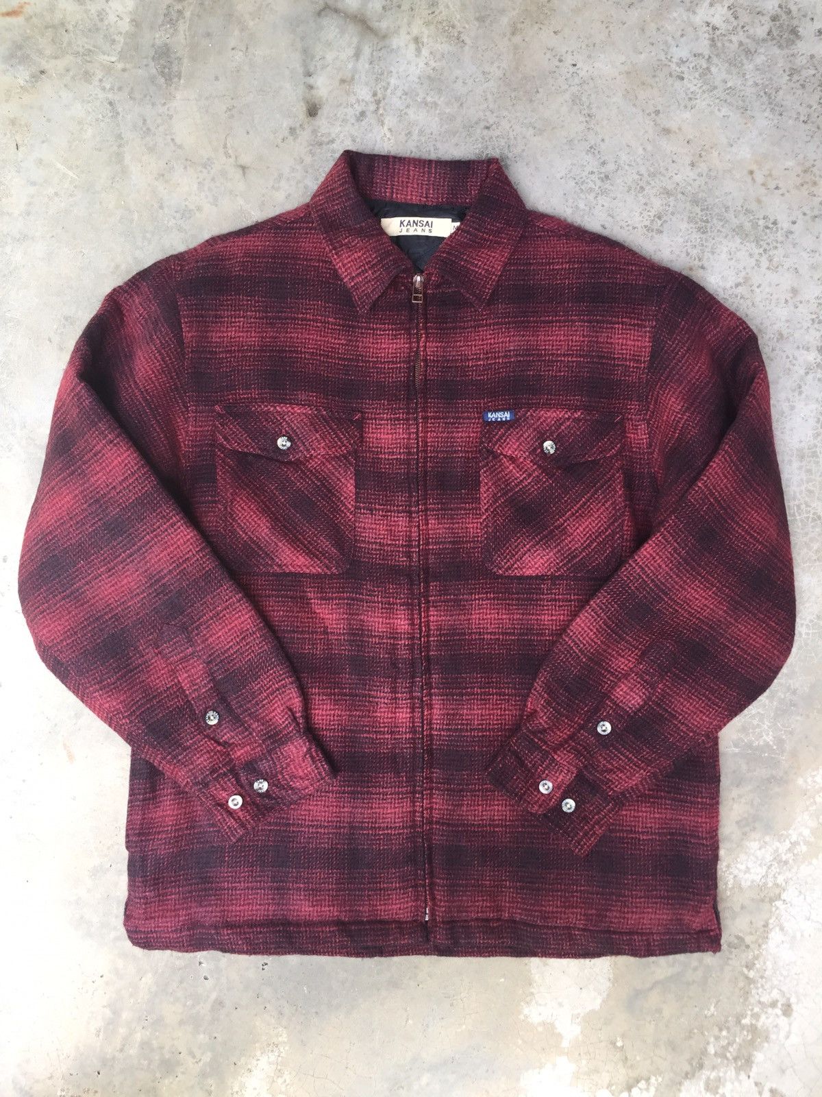 Kansai Yamamoto Kansai Jeans Red Plaid Inner Quilted Jacket Size US M / EU 48-50 / 2 - 7 Thumbnail