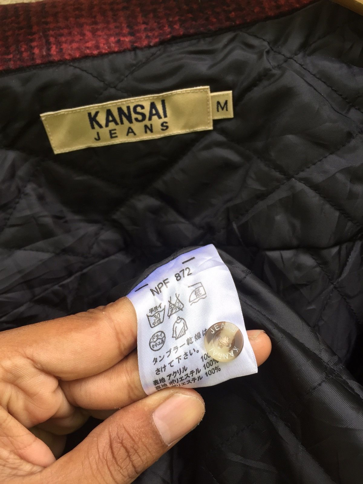 Kansai Yamamoto Kansai Jeans Red Plaid Inner Quilted Jacket Size US M / EU 48-50 / 2 - 6 Thumbnail