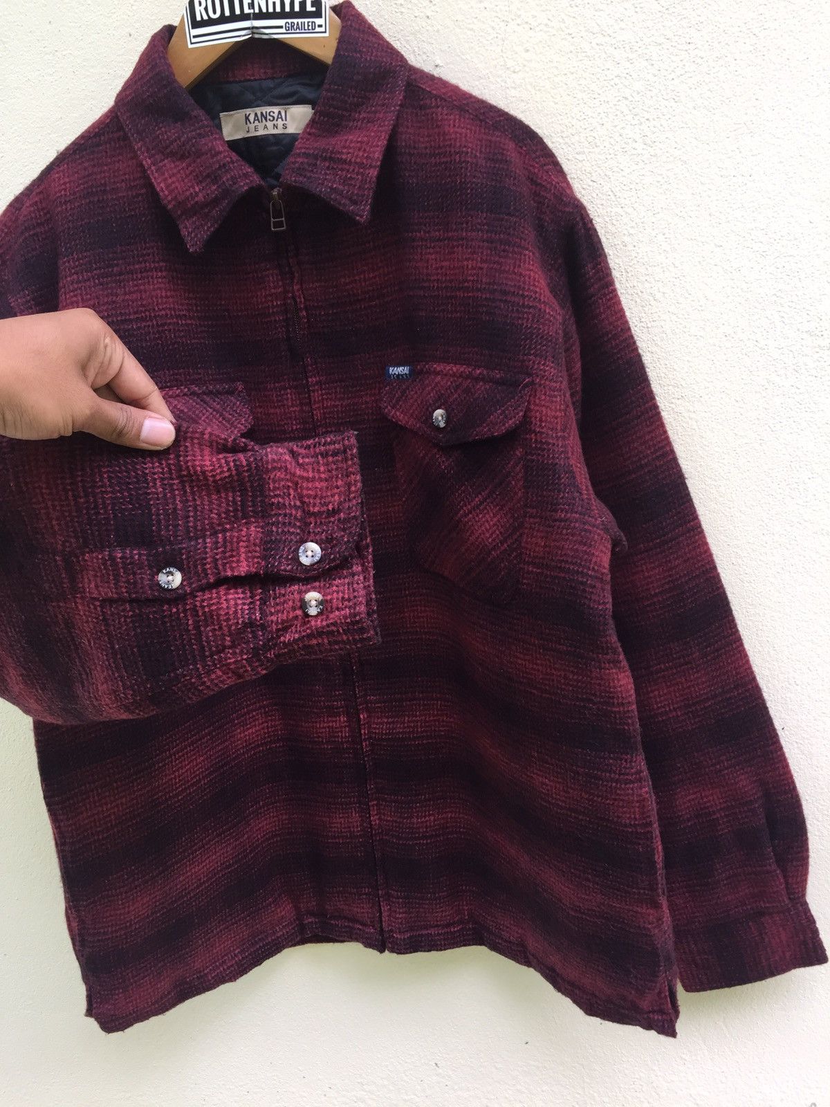 Kansai Yamamoto Kansai Jeans Red Plaid Inner Quilted Jacket Size US M / EU 48-50 / 2 - 4 Thumbnail