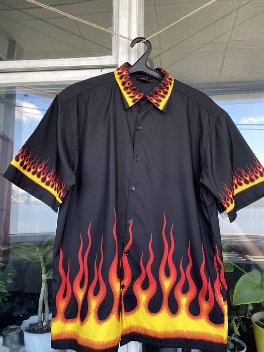 Flames Panel Tee - Vintage Grey/Black