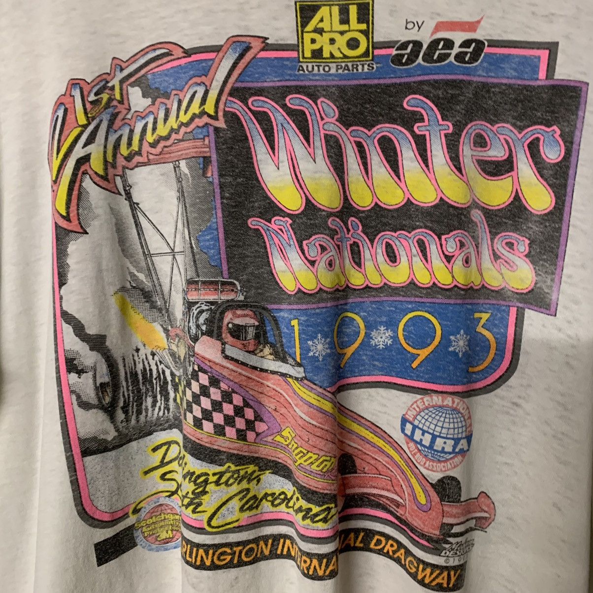 Vintage 1993 winter nationals Carolina dragway leather jacket boots Size US XL / EU 56 / 4 - 4 Thumbnail