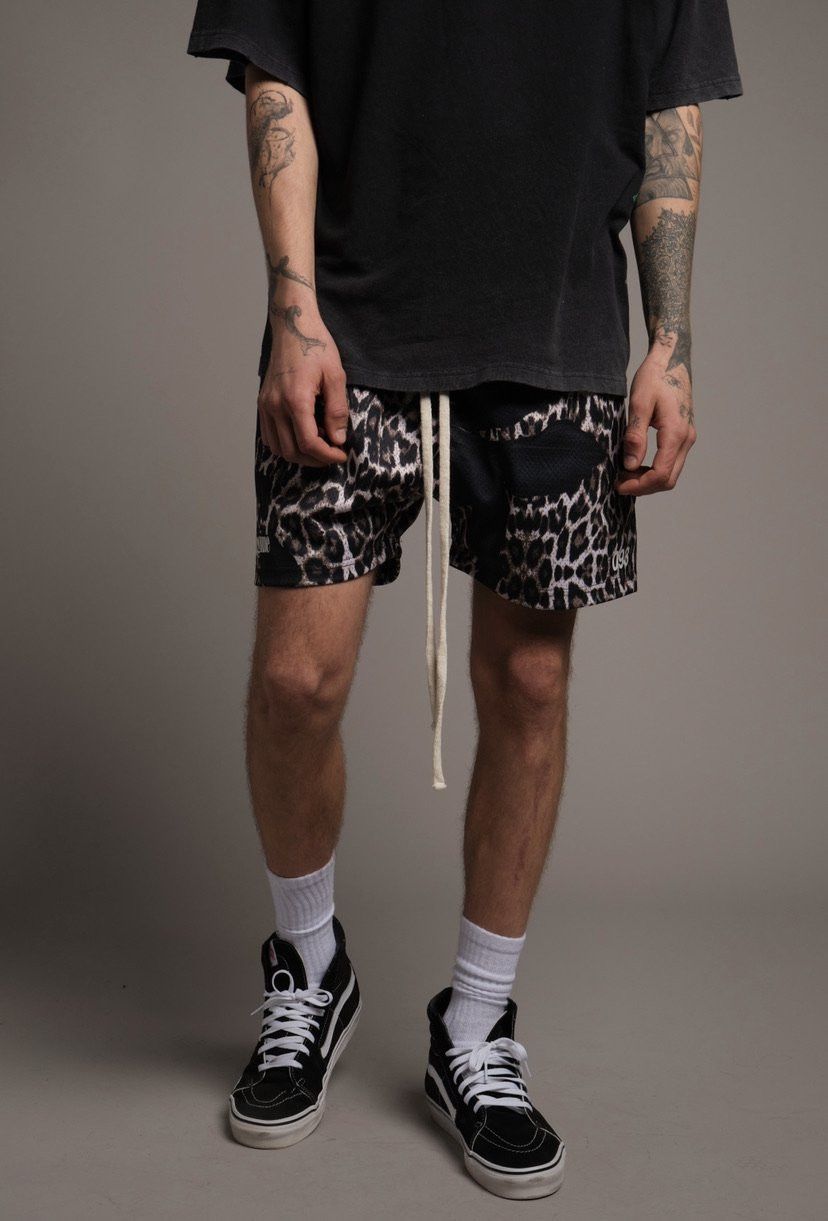 Civil Regime Leopard Leaf Mesh Shorts - XL - 34-36 🦋🔥 Size US 34 / EU 50 - 3 Thumbnail