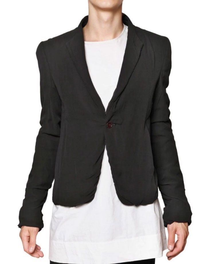 Rick Owens SS12 NASKA SHORT CROPPED SILK BLAZER Size 50R - 9 Thumbnail