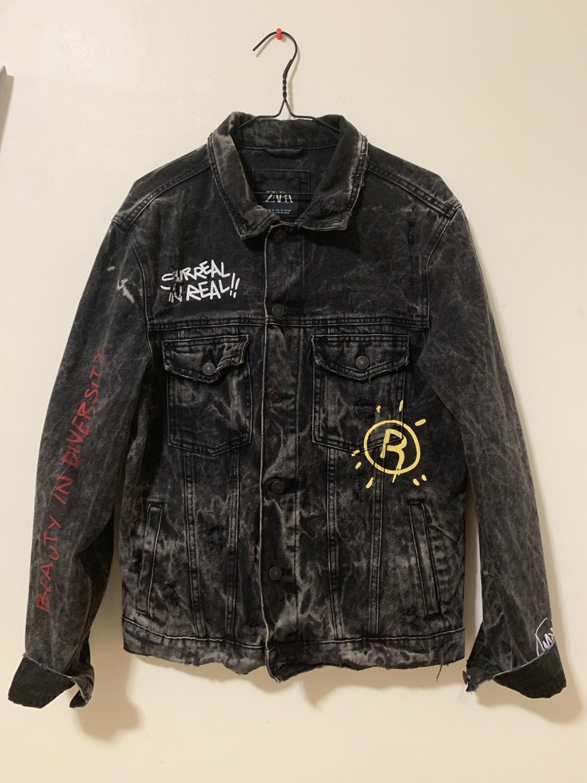 Streetwear ZARA NEW MAN LEOPRAD PRINTED DENIM JACKET FADED BLACK M Grailed
