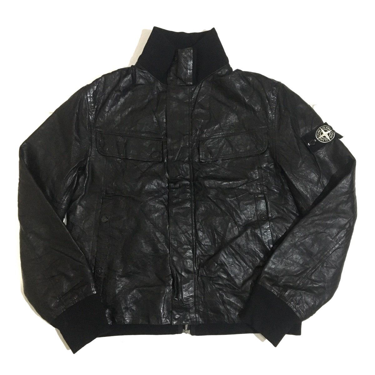 Stone Island Reversible Stone Island Cast Metal Leather Jacket | Grailed