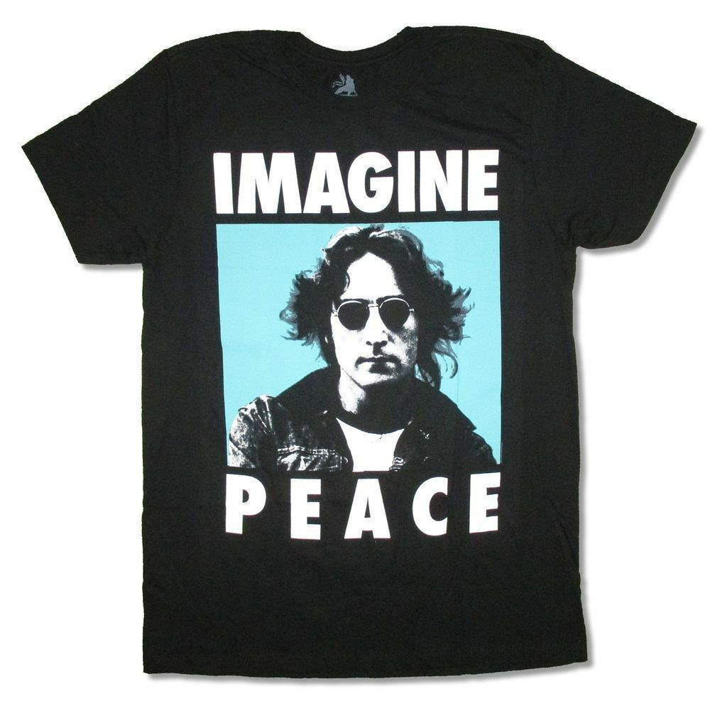Gildan × Vintage John Lennon Blue Imagine Peace Image Black T Shirt Size US XL / EU 56 / 4 - 1 Preview