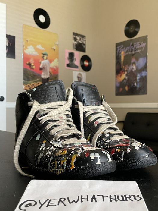 Maison margiela paint discount splatter mid tops grailed