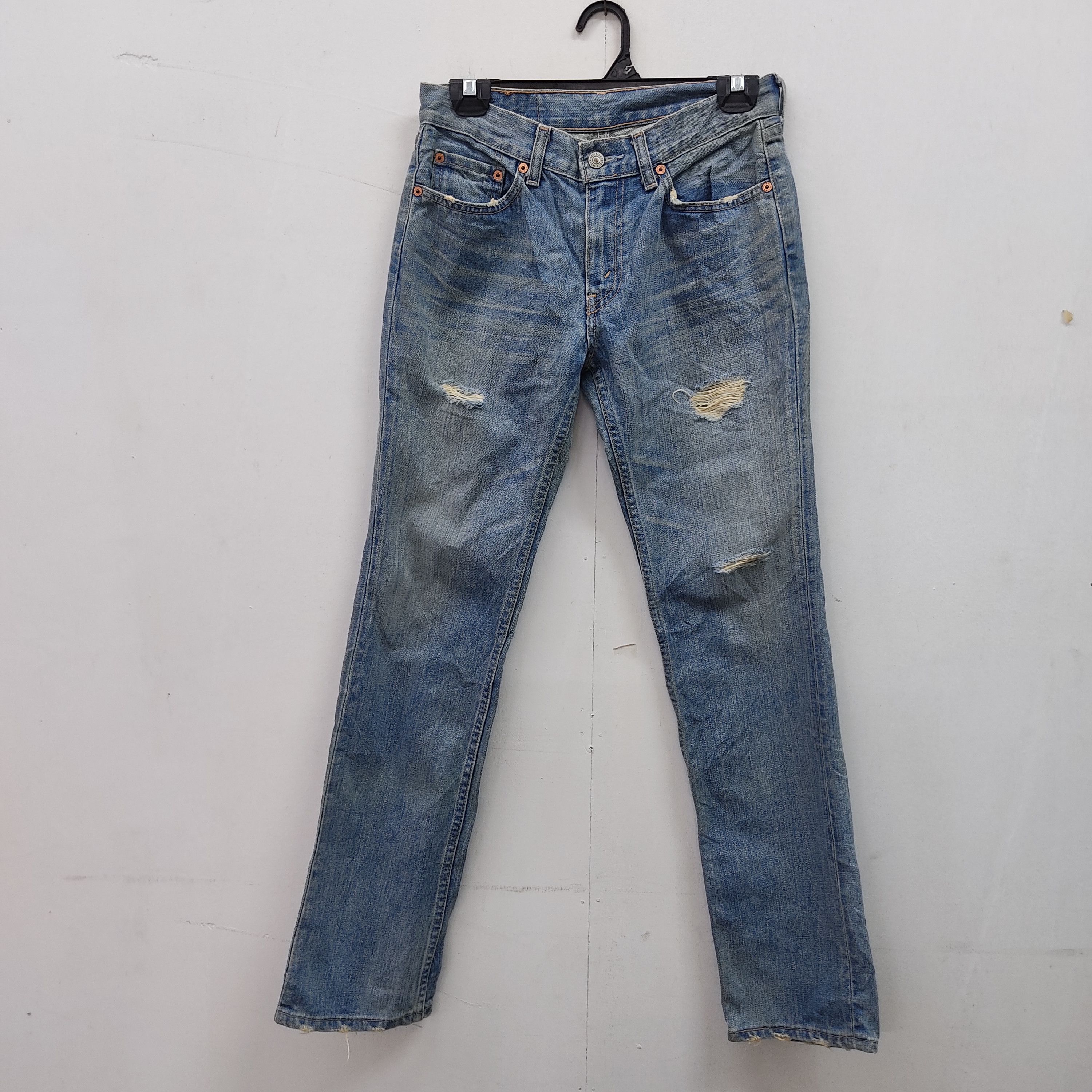 image of Distressed Denim x Levis 502 Distressed Jeans in Blue Denim, Men's (Size 28)