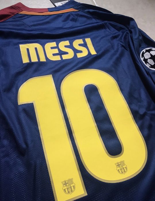 Maillot De Football Rétro FC Barcelone 2008/2009 Finale UCL - Messi #10 Taille L - Neuf Officiel Nike