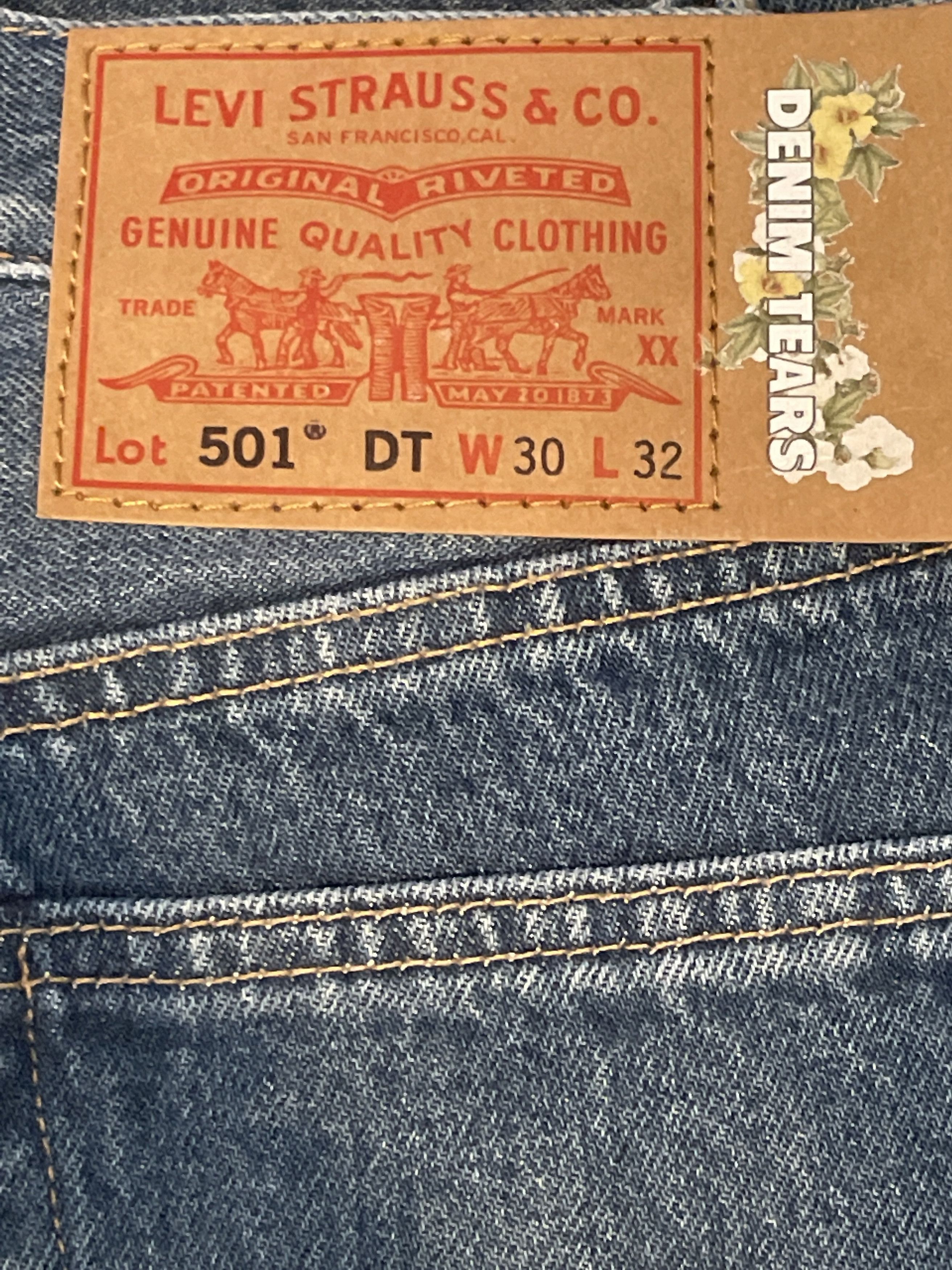 DENIM TEARS × Levi's Denim Tears 501 Cotton Wreath Dark Wash