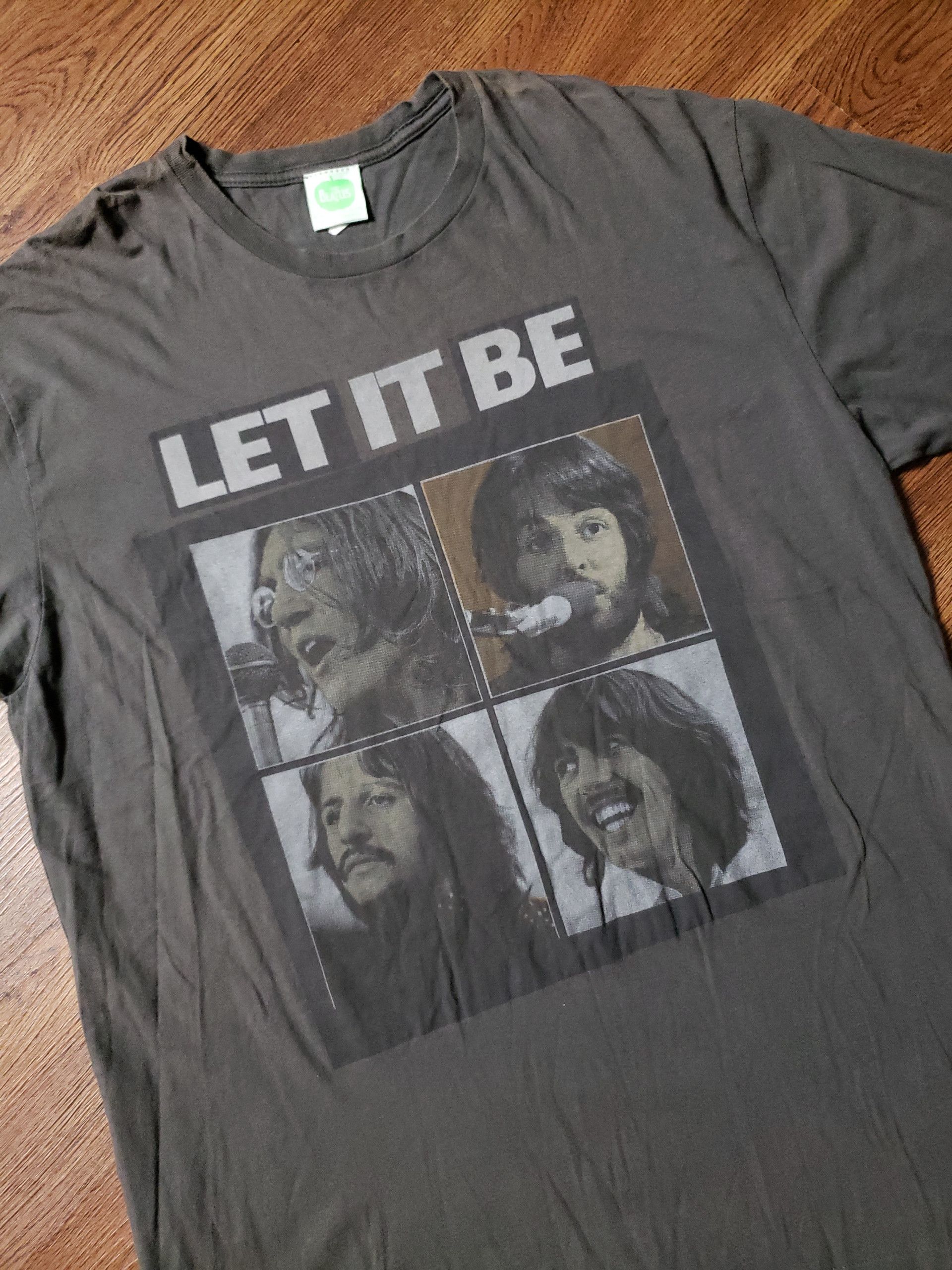 Vintage The Beatles Let It Be 2005 XL T-Shirt Green Apple Tag