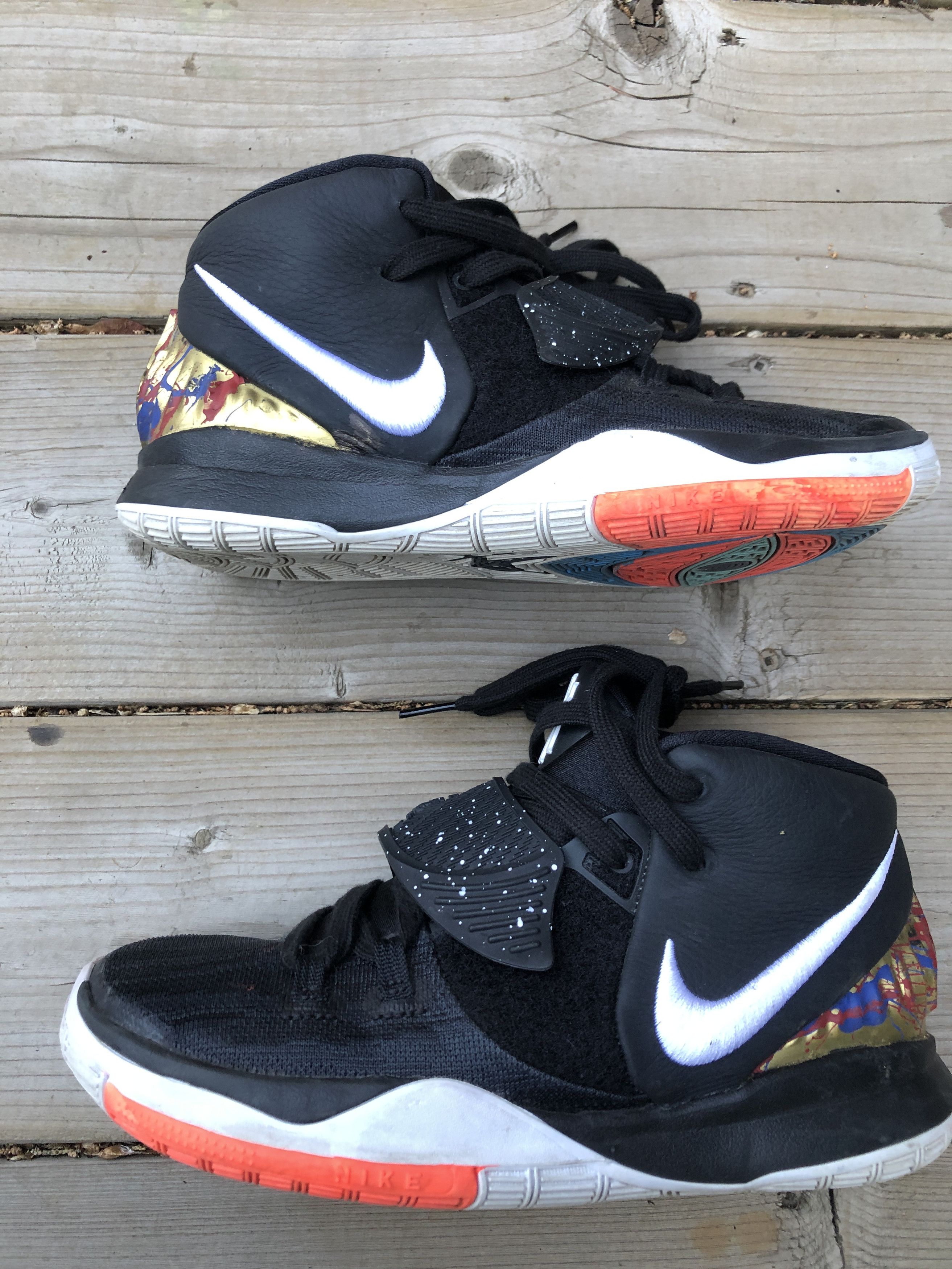 Nike Nike Kyrie 6 Jet Black White Size 5 Customs Grailed