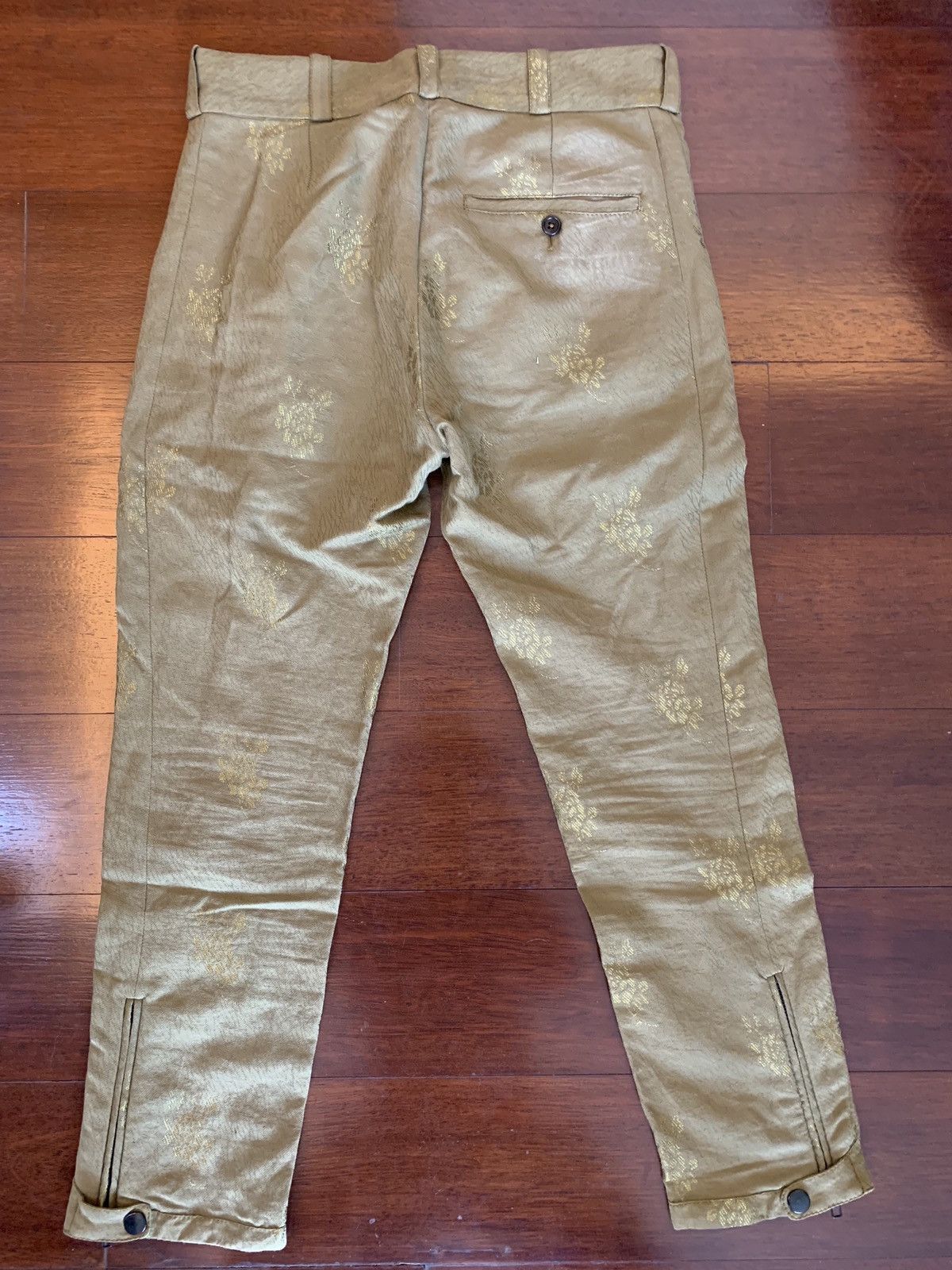 Ann Demeulemeester Gold Embroidered Biker Pants Size US 30 / EU 46 - 3 Thumbnail
