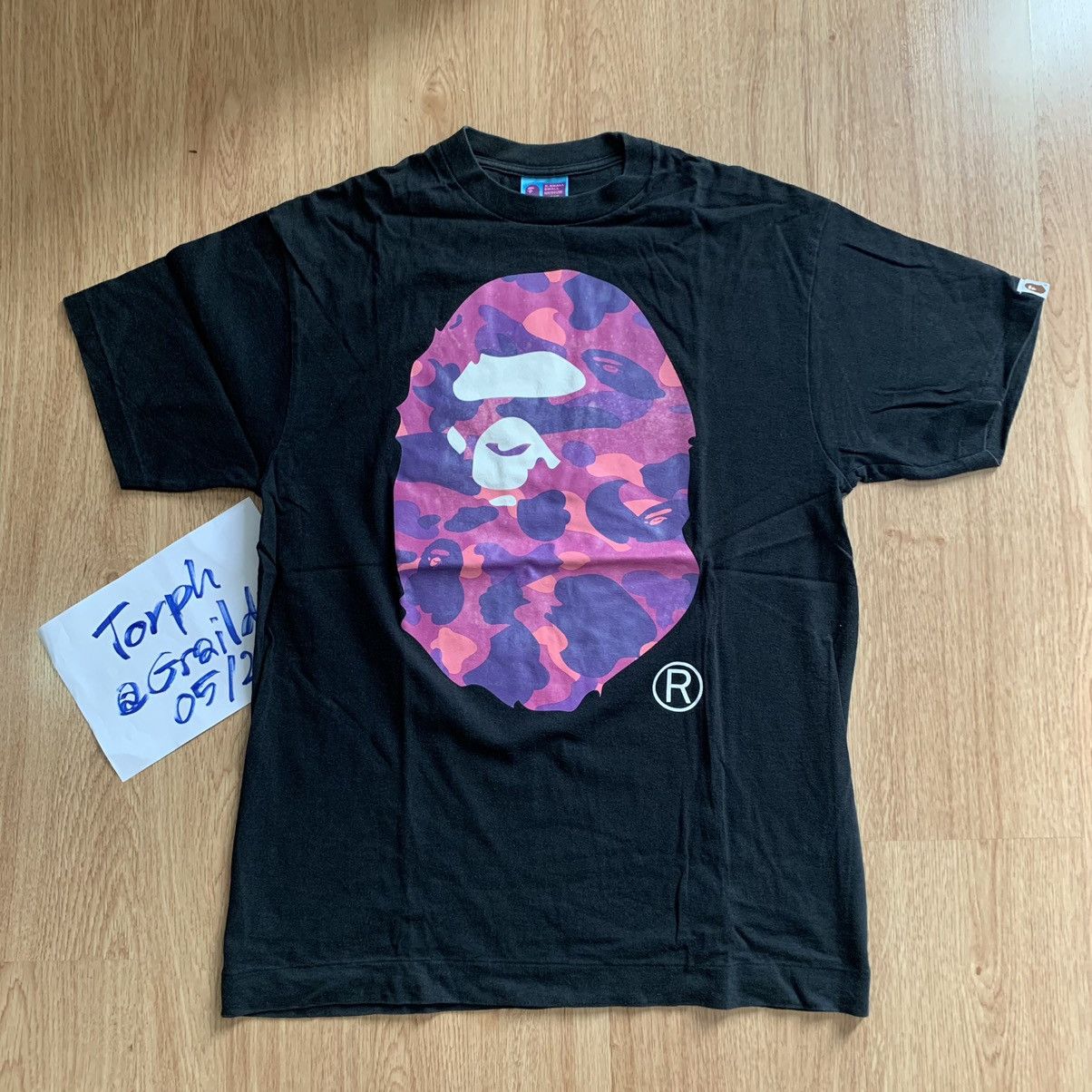 Bape Bape Purple Camo Big Head Tee Grailed