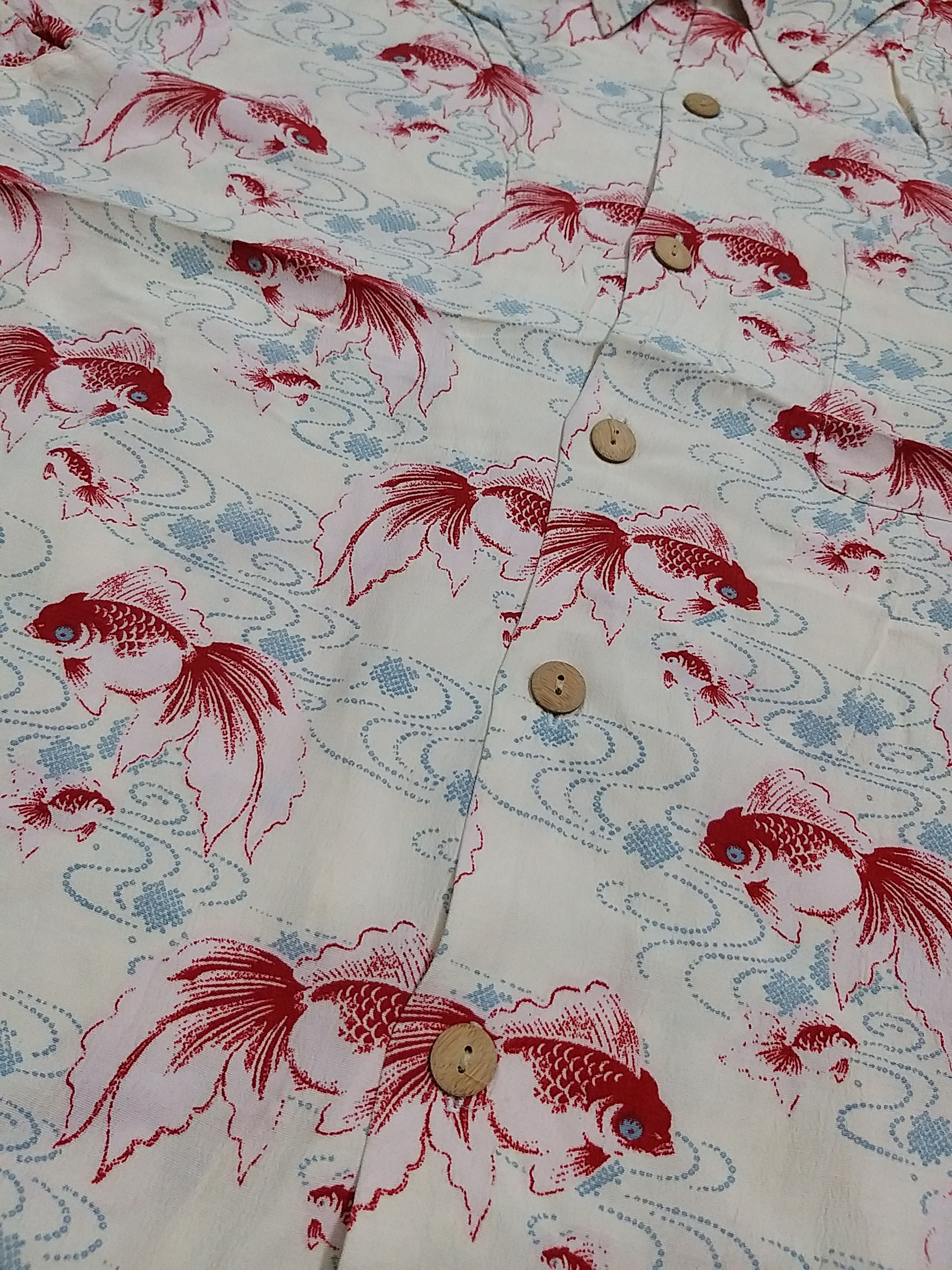 Japanese Brand NICE🔥🔥SUKAJAN ELIMENT GOLD FISH F/P RAYON BUTTON UP SHIRT Size US L / EU 52-54 / 3 - 3 Thumbnail