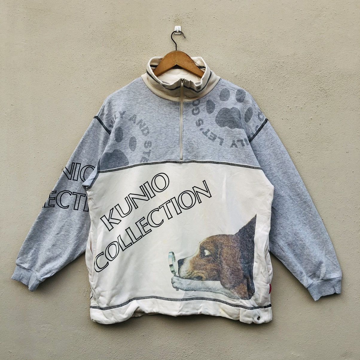 Vintage KUNIO COLLECTION DOG PHOTO DESIGN Half zip Sweater