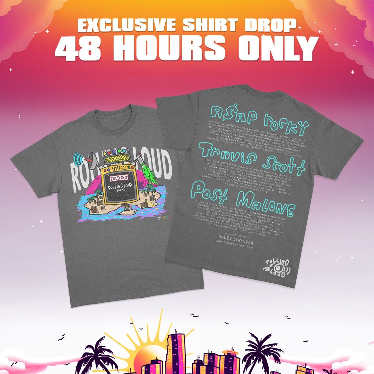 Travis Scott Rolling Loud Miami 2021 Exclusive Line Up Tee | Grailed