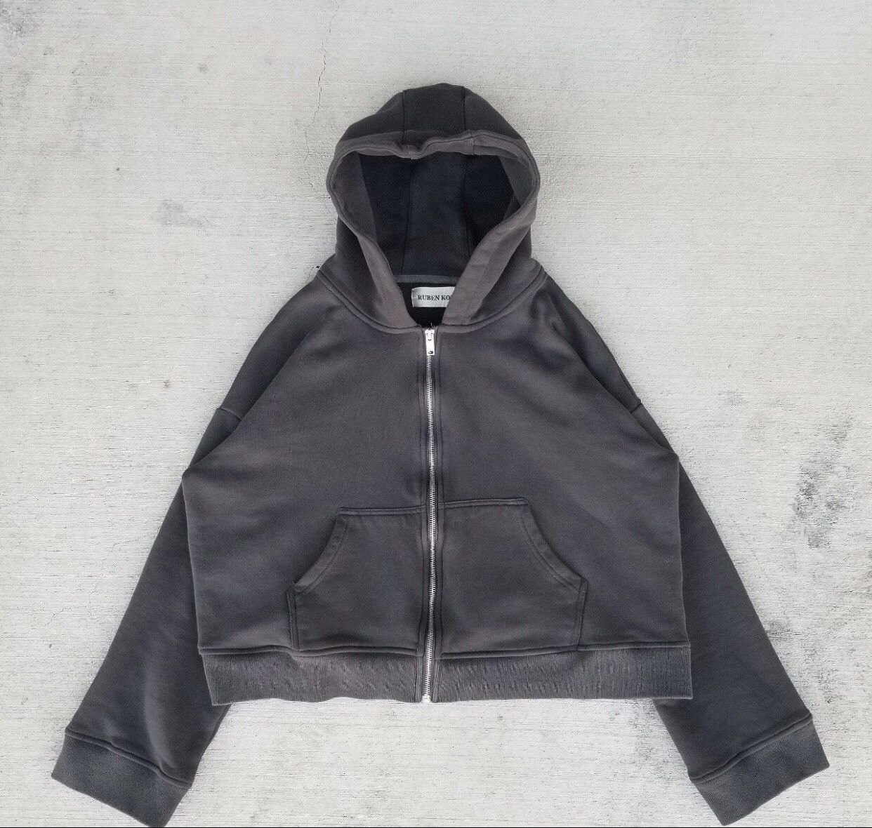 Ruben Kone Cropped Hoodie Charcoal Zip Up Rubenkone Tops