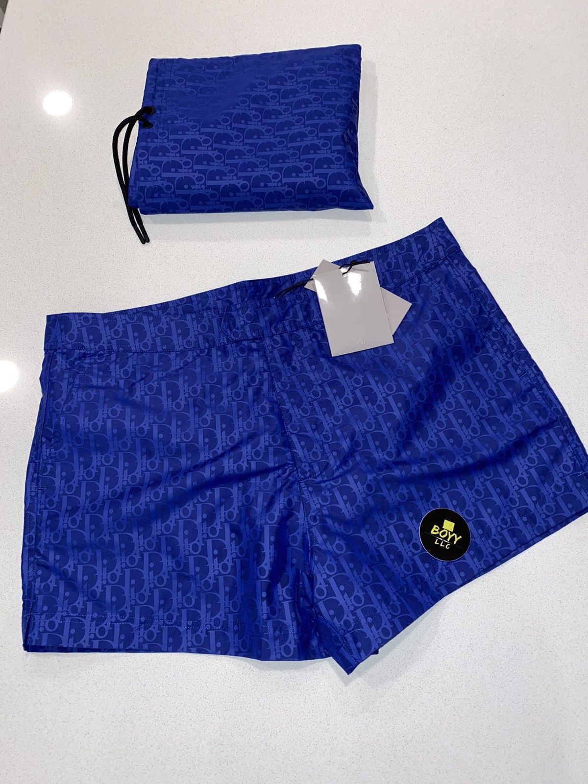 Dior Oblique Swim Shorts Deep Green Technical Fabric