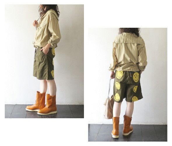 Kapital KAPITAL smiley shorts rain smile brand new khaki yellow L Size US 33 - 13 Thumbnail