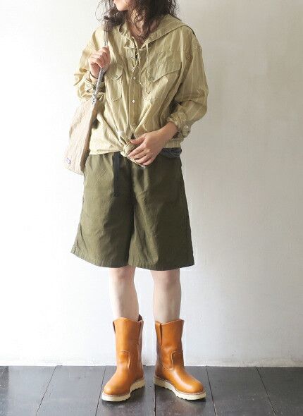 Kapital KAPITAL smiley shorts rain smile brand new khaki yellow L Size US 33 - 11 Thumbnail