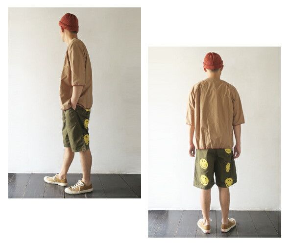 Kapital KAPITAL smiley shorts rain smile brand new khaki yellow L Size US 33 - 10 Thumbnail