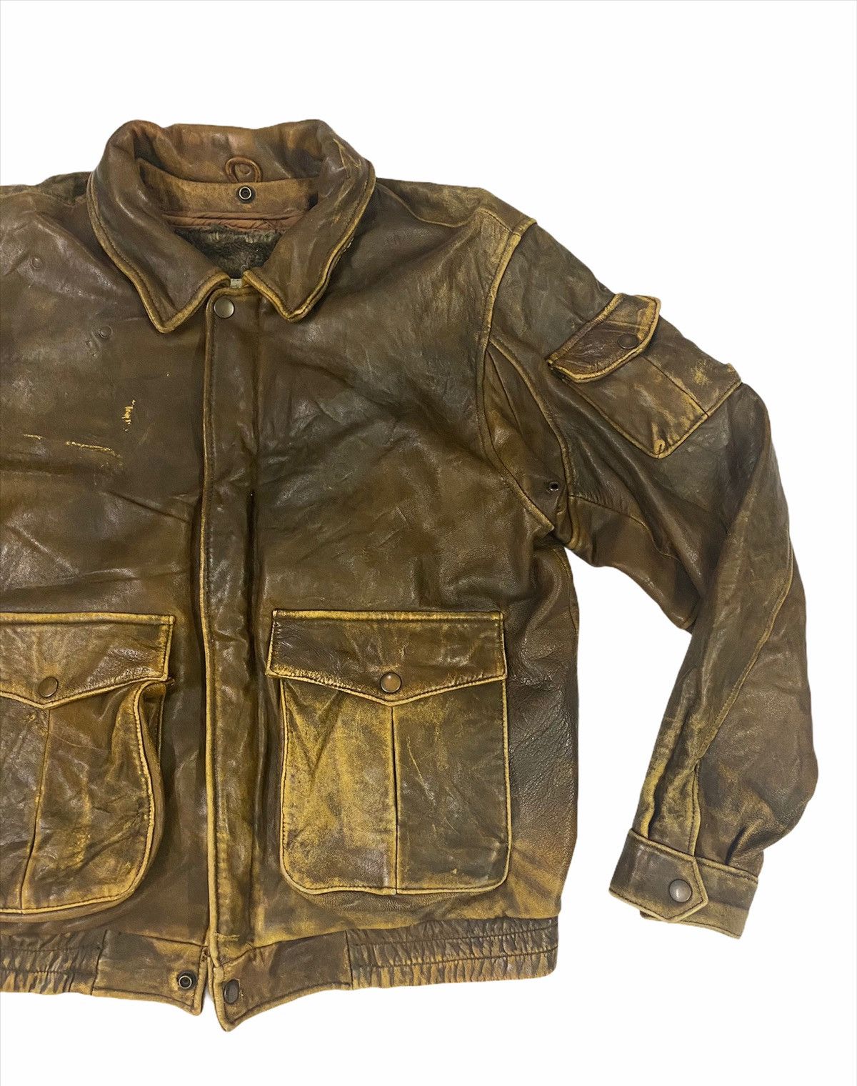 Vintage Houston Distressed Flight Jacket Sheepskin leather jacket Size US M / EU 48-50 / 2 - 2 Thumbnail