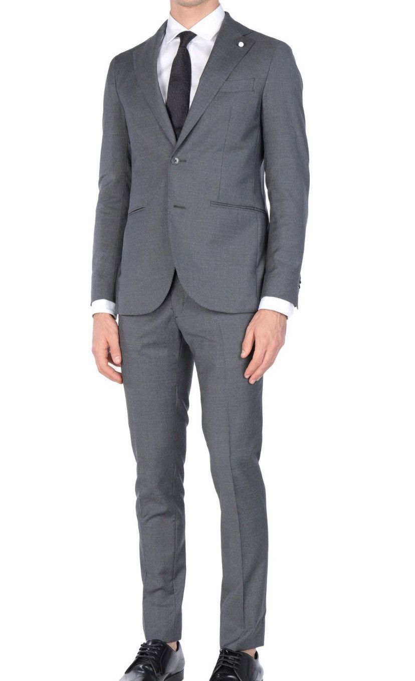 Luigi Bianchi Mantova Unlined Slim Fit Gray Wool Suit Sz 40R