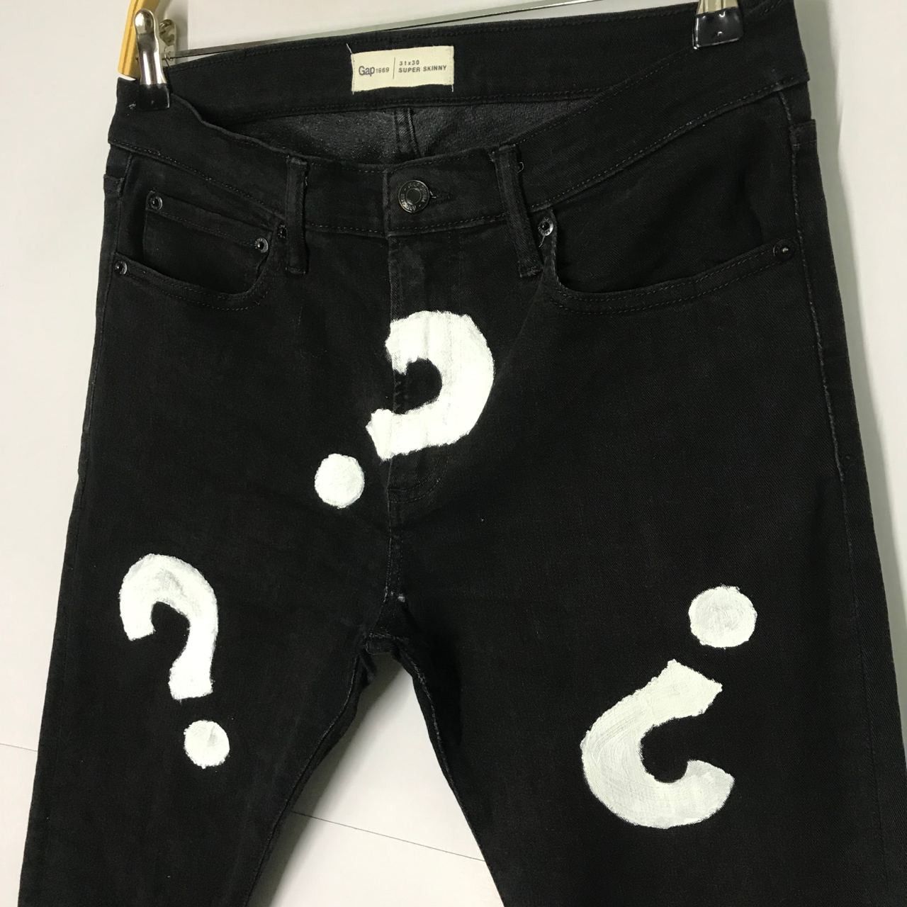 Japanese Brand 🔥Gap 1969 Super Skinny Art Paints Design Full Denim Jeans Size US 34 / EU 50 - 3 Thumbnail