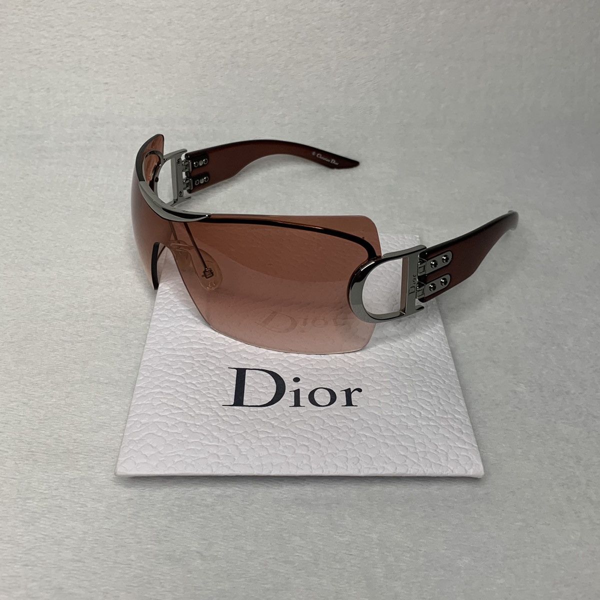 Christian Dior Rimless Shield Rose Pink Vintage Sunglasses