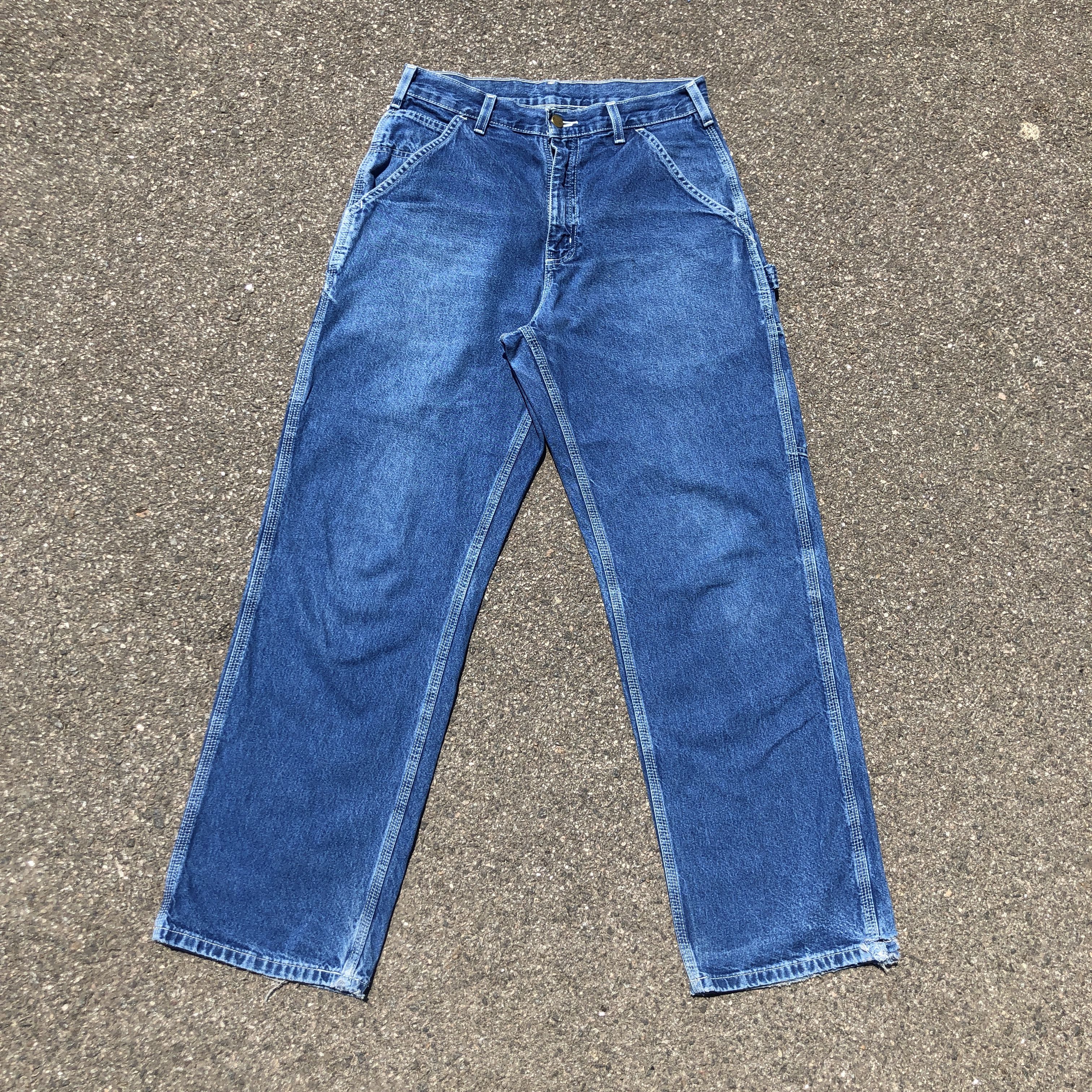 Carhartt × Carhartt Wip × Vintage Vintage Carhartt Blue Carpenter Pant Stonewashed 30x32 Size US 30 / EU 46 - 2 Thumbnail