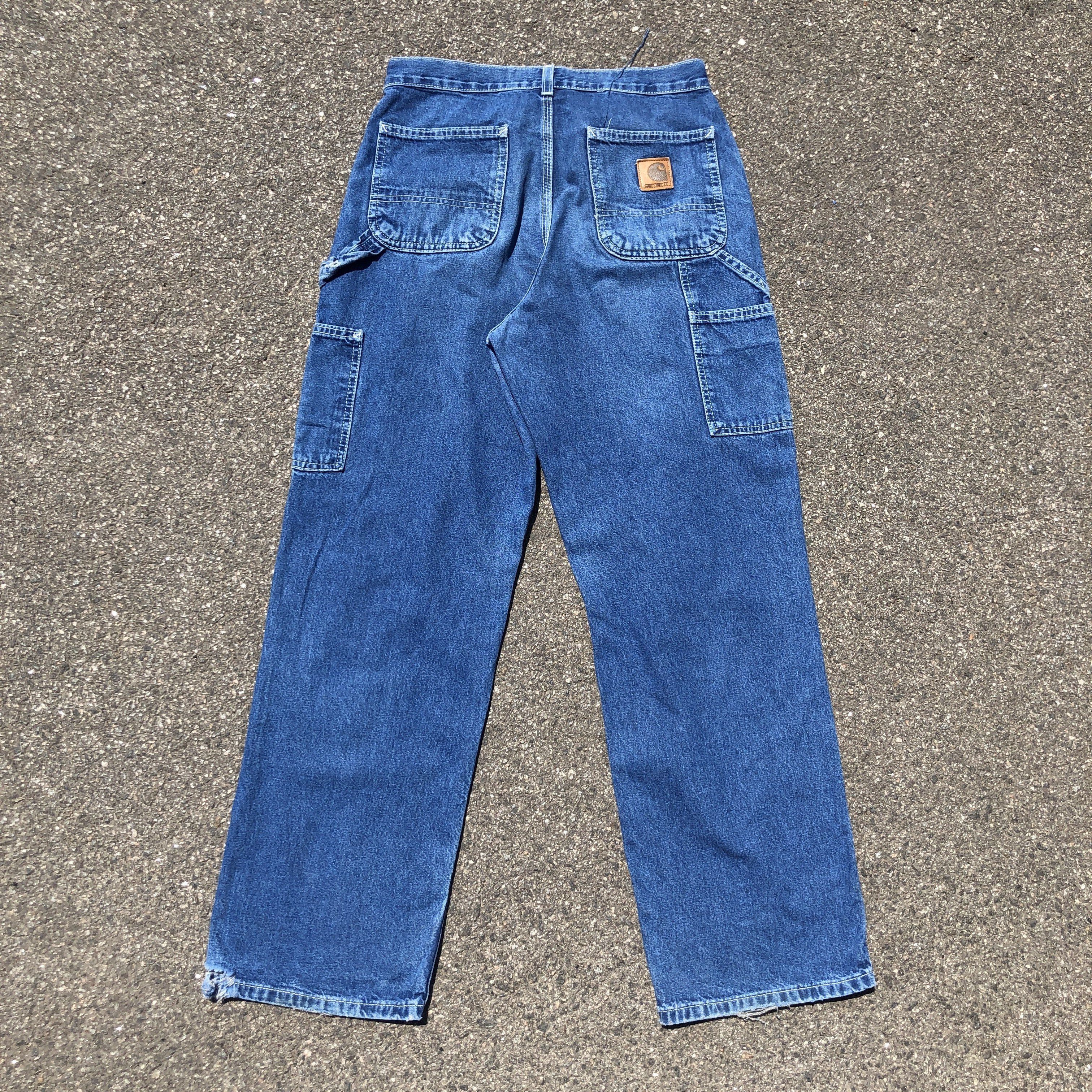 Carhartt × Carhartt Wip × Vintage Vintage Carhartt Blue Carpenter Pant Stonewashed 30x32 Size US 30 / EU 46 - 1 Thumbnail