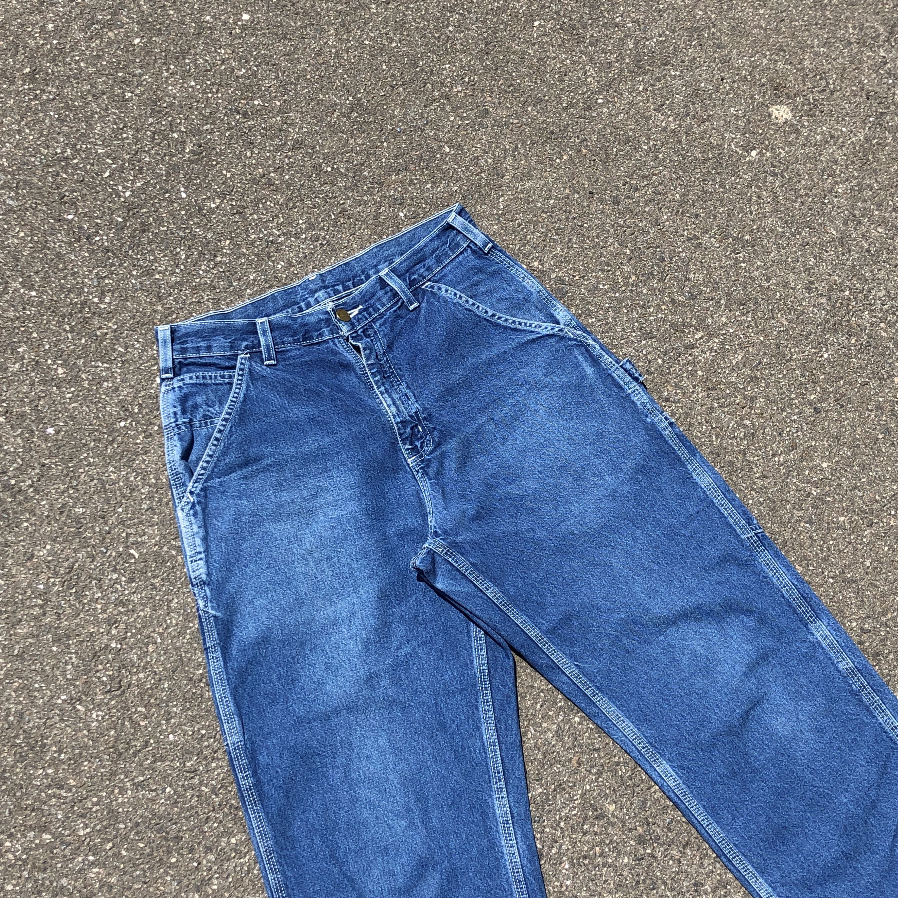 Carhartt × Carhartt Wip × Vintage Vintage Carhartt Blue Carpenter Pant Stonewashed 30x32 Size US 30 / EU 46 - 4 Thumbnail