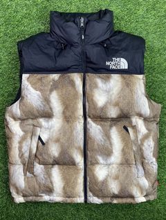 Supreme The North Face Fur Print Nuptse Vest | Grailed