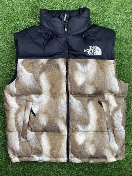 Supreme FW13 SUPREME x THE NORTH FACE FUR PRINT NUPTSE VEST | Grailed