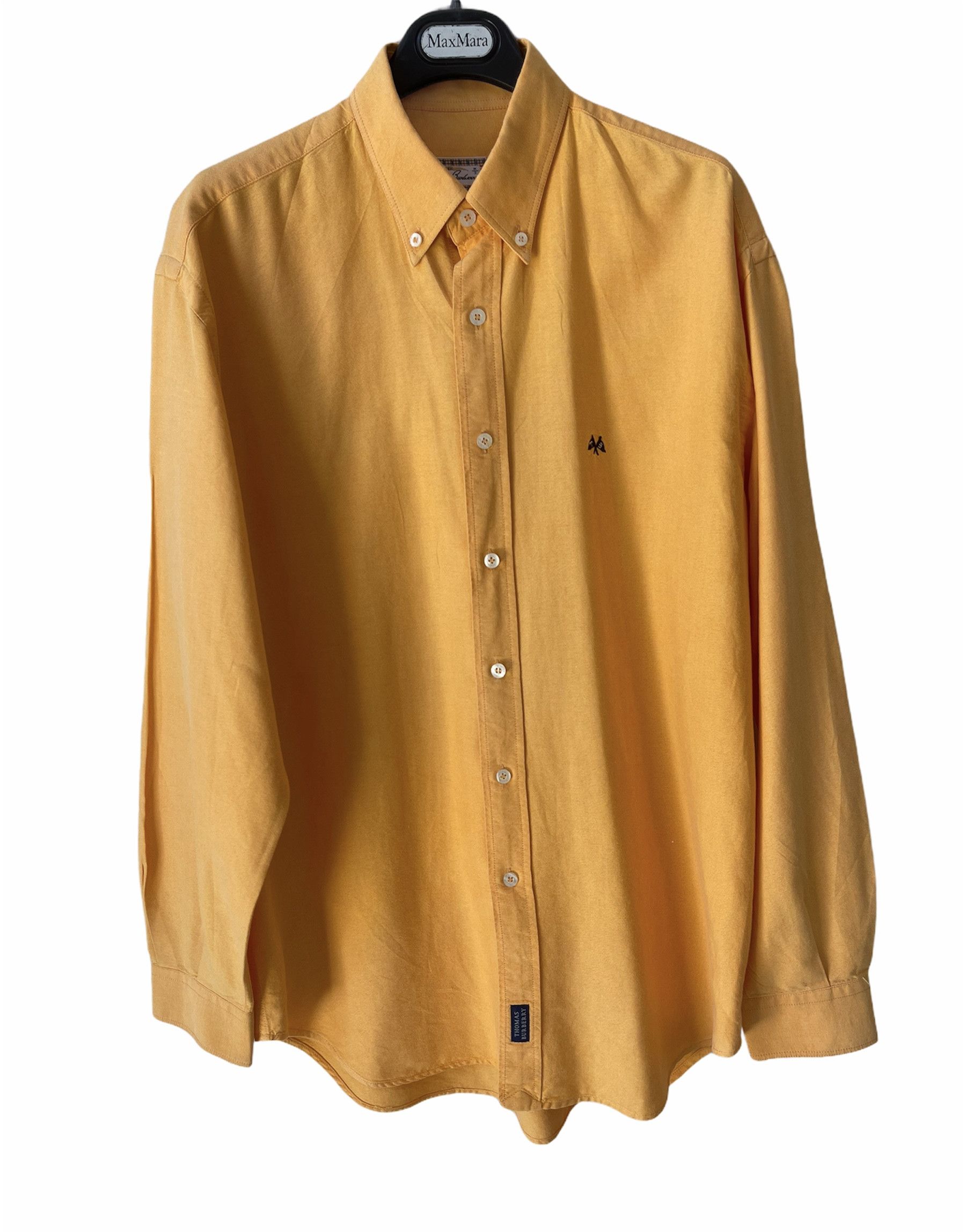 🔥 Burberry tb orange shirt cotton long sleeve L