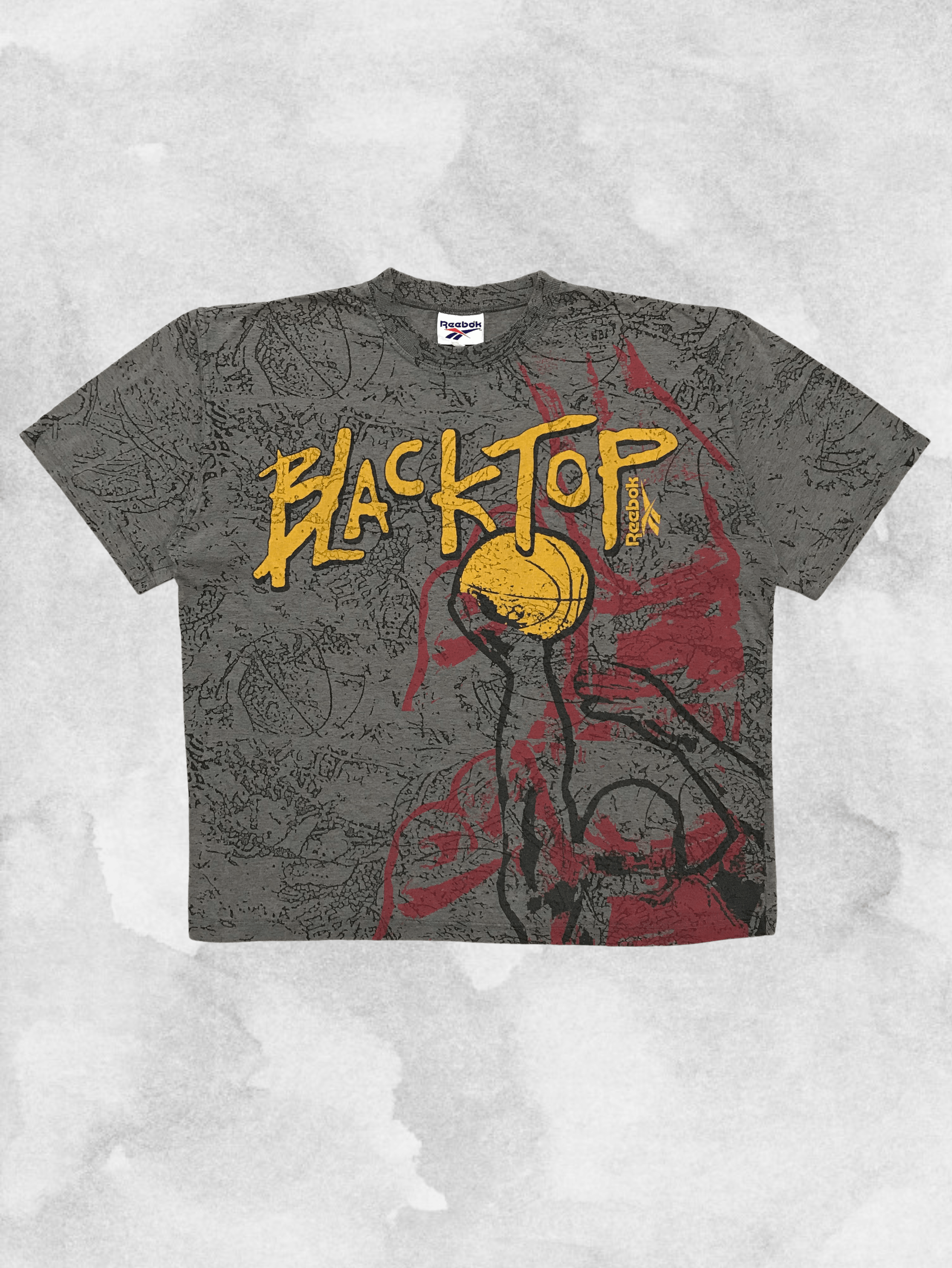 Vintage REEBOK BlackTop Vintage TShirt Big Logo Tee Basketball 90s