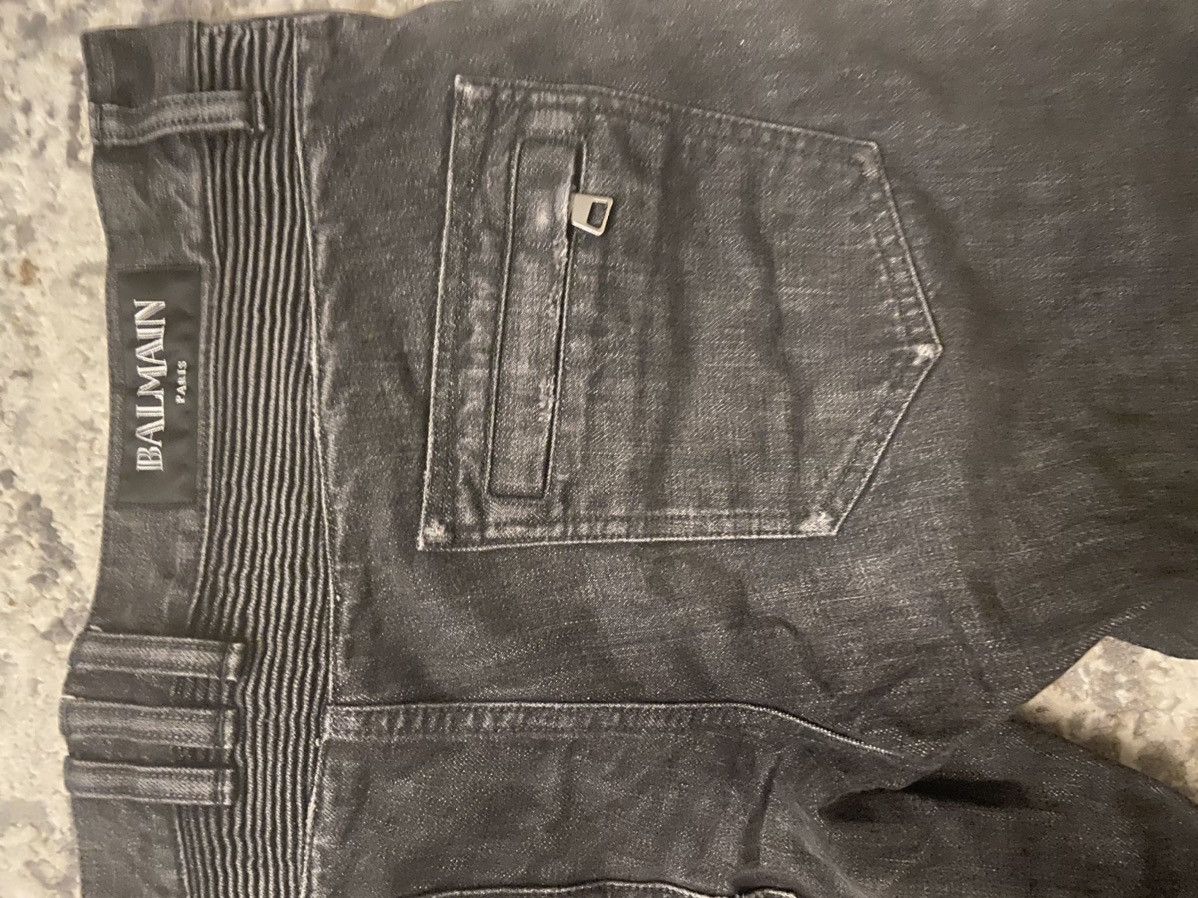 Balmain Black Washed Biker Jeans Size US 34 / EU 50 - 6 Thumbnail