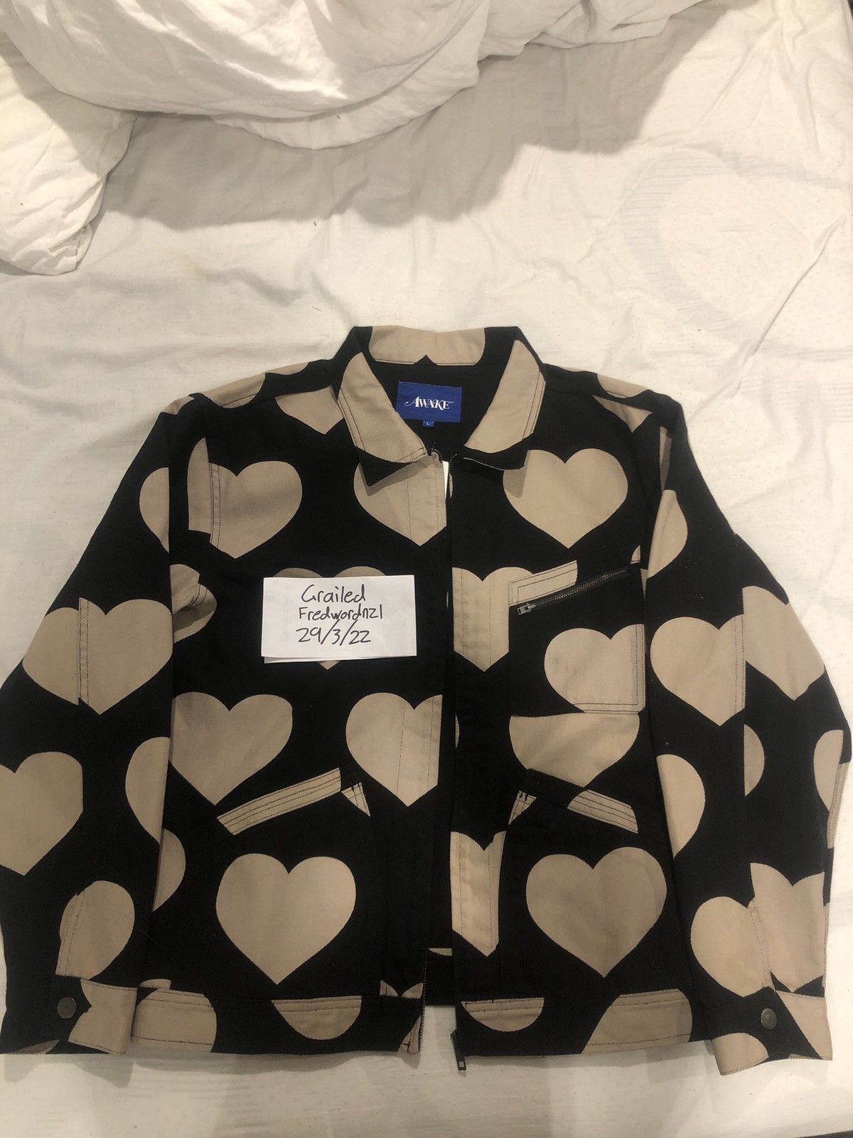 Awake Hearts Harrington jacket black/white | Grailed