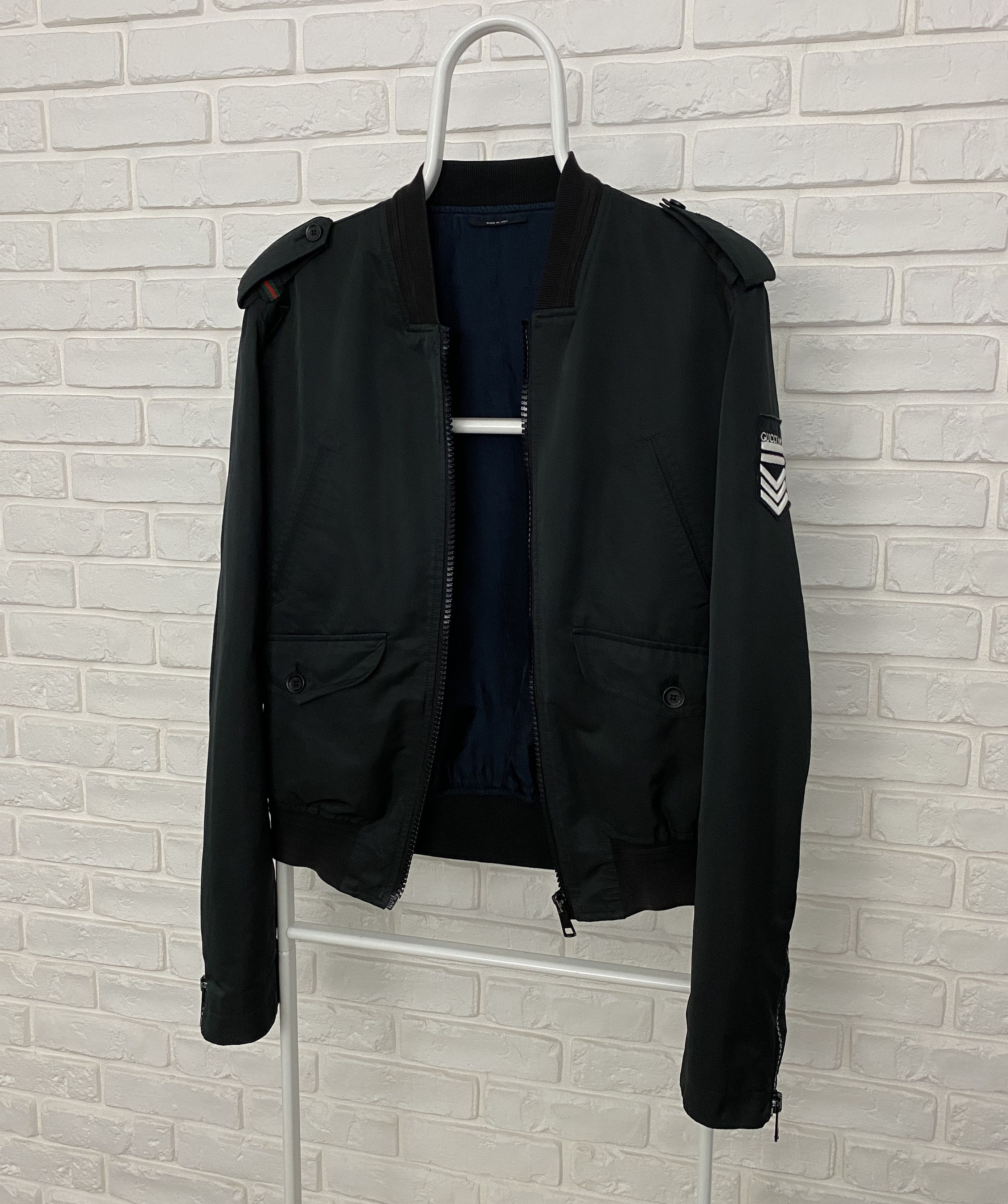 Men's Gucci Bomber Jacket Black Navy Size 48 Full Zip Logo