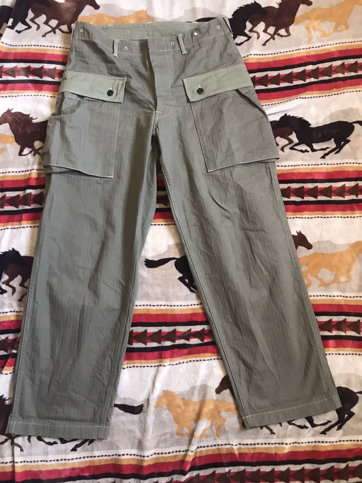 Warehouse USMC HERRINGBONE MONKEY PANTS | Grailed