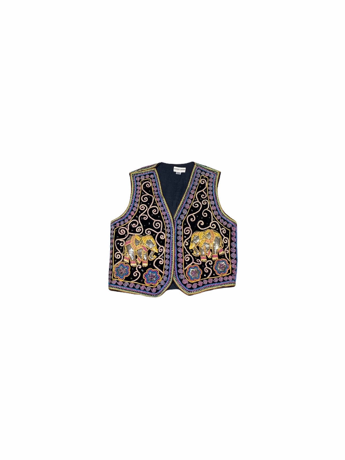 Vintage Vintage 80s Embellished Elephant Vest Size US L / EU 52-54 / 3 - 1 Thumbnail