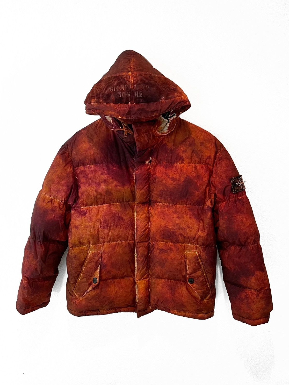 Stone Island Supreme Supreme Stone Island Painted Camo Crinkle Down Puffer Jacket Grailed