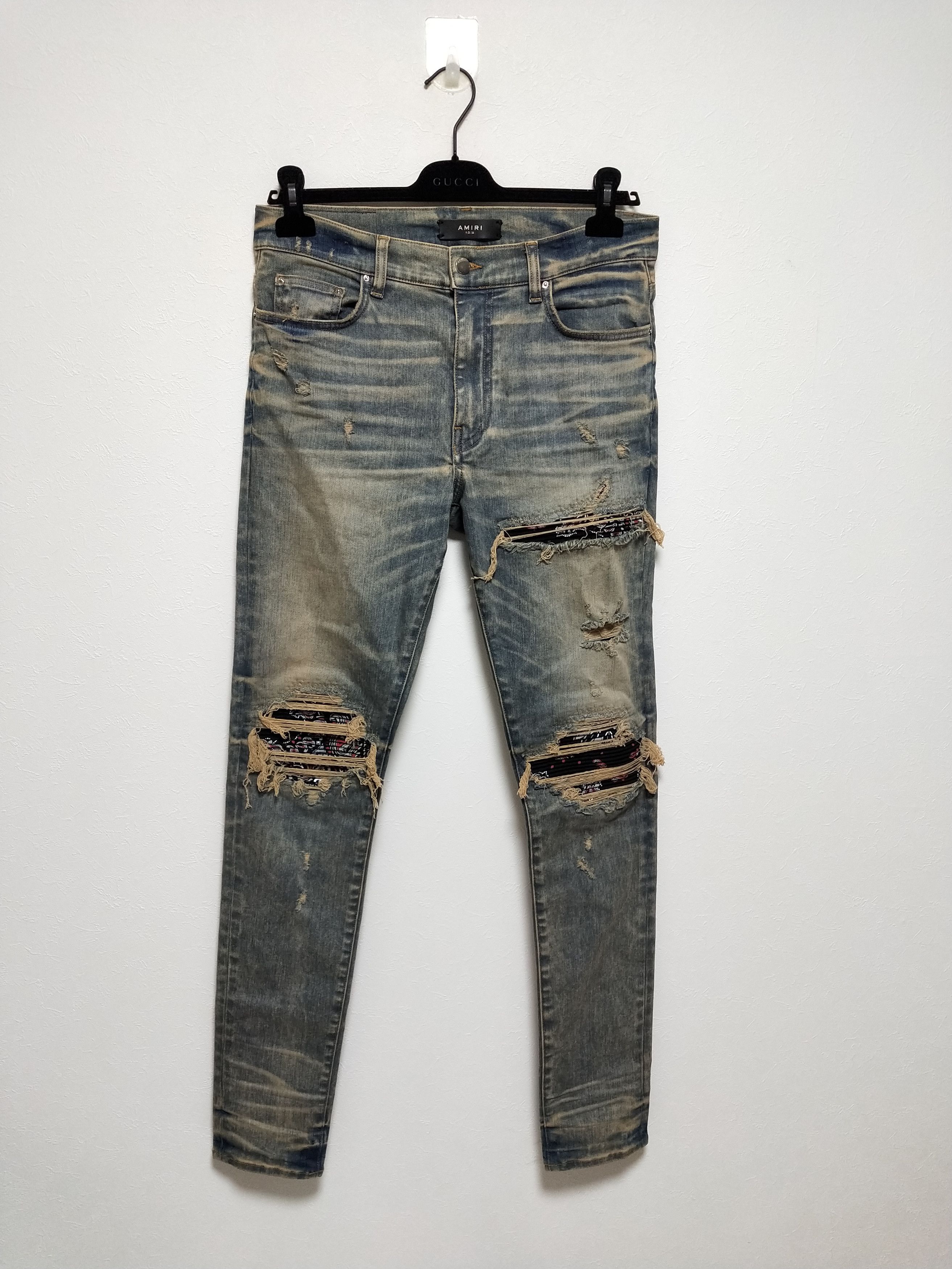 Amiri Dirty Indigo Bandana MX1 Jeans Grailed