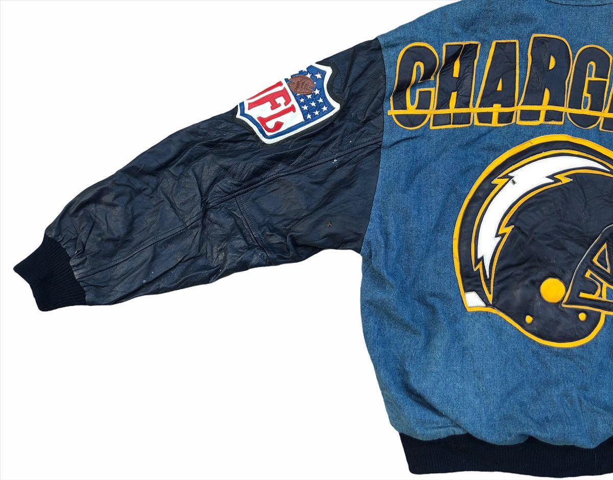 NFL 💥Vintage 💥NFL Los Angeles Charges Denim Leather Jacket Size US M / EU 48-50 / 2 - 8 Thumbnail