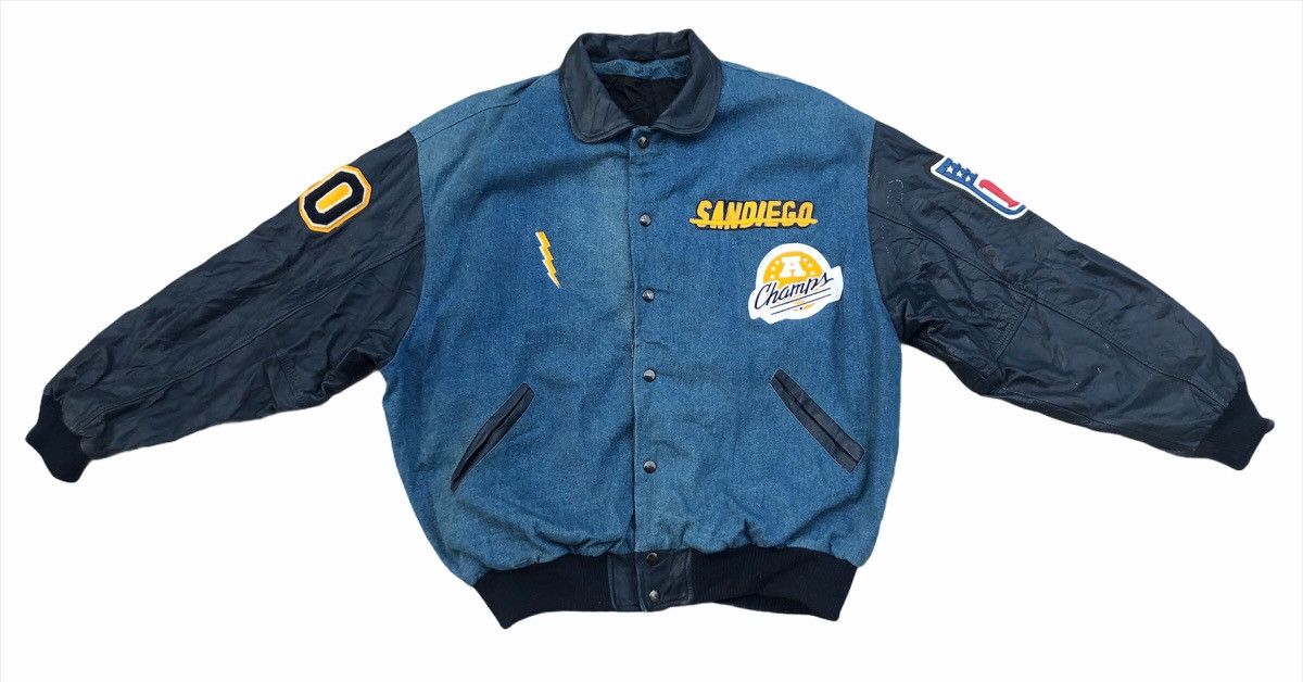 NFL 💥Vintage 💥NFL Los Angeles Charges Denim Leather Jacket Size US M / EU 48-50 / 2 - 2 Thumbnail