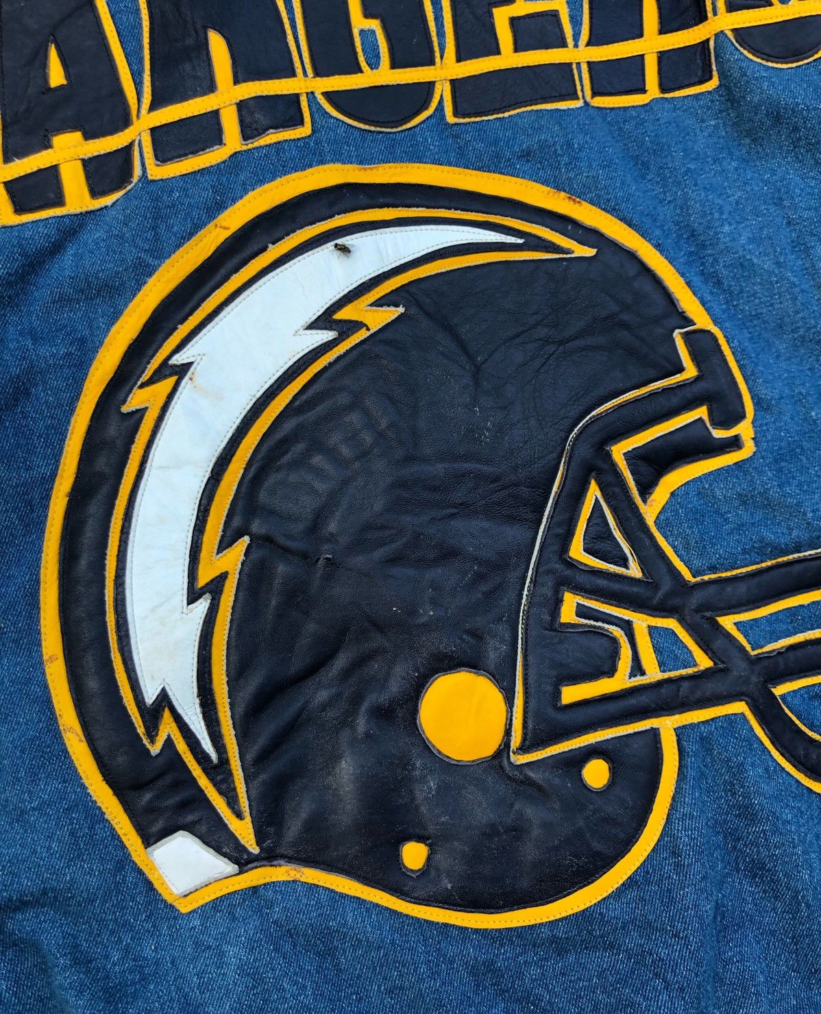 NFL 💥Vintage 💥NFL Los Angeles Charges Denim Leather Jacket Size US M / EU 48-50 / 2 - 11 Thumbnail